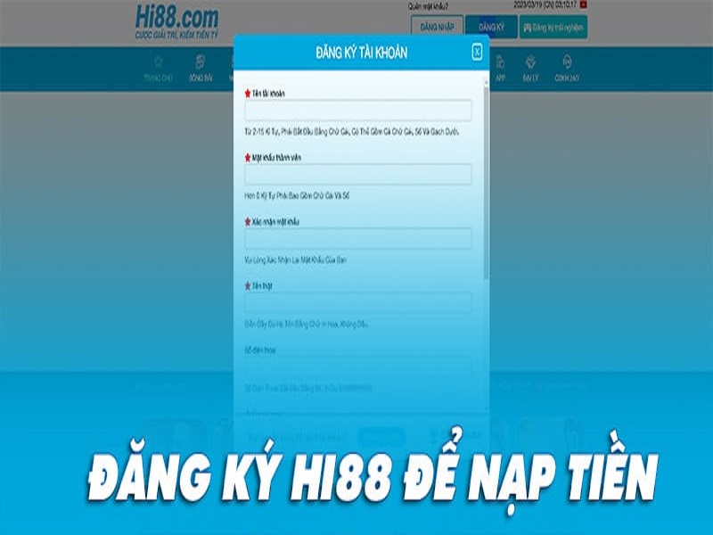 Đăng ký Hi88 ngay hôm nay để nạp tiền và cá cược